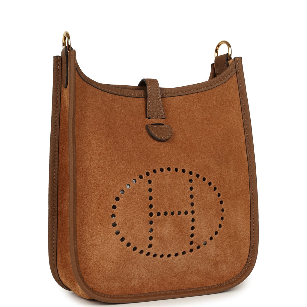 Hermes Evelyne TPM Chamois Grizzly and Alezan Clemence Gold Hardware