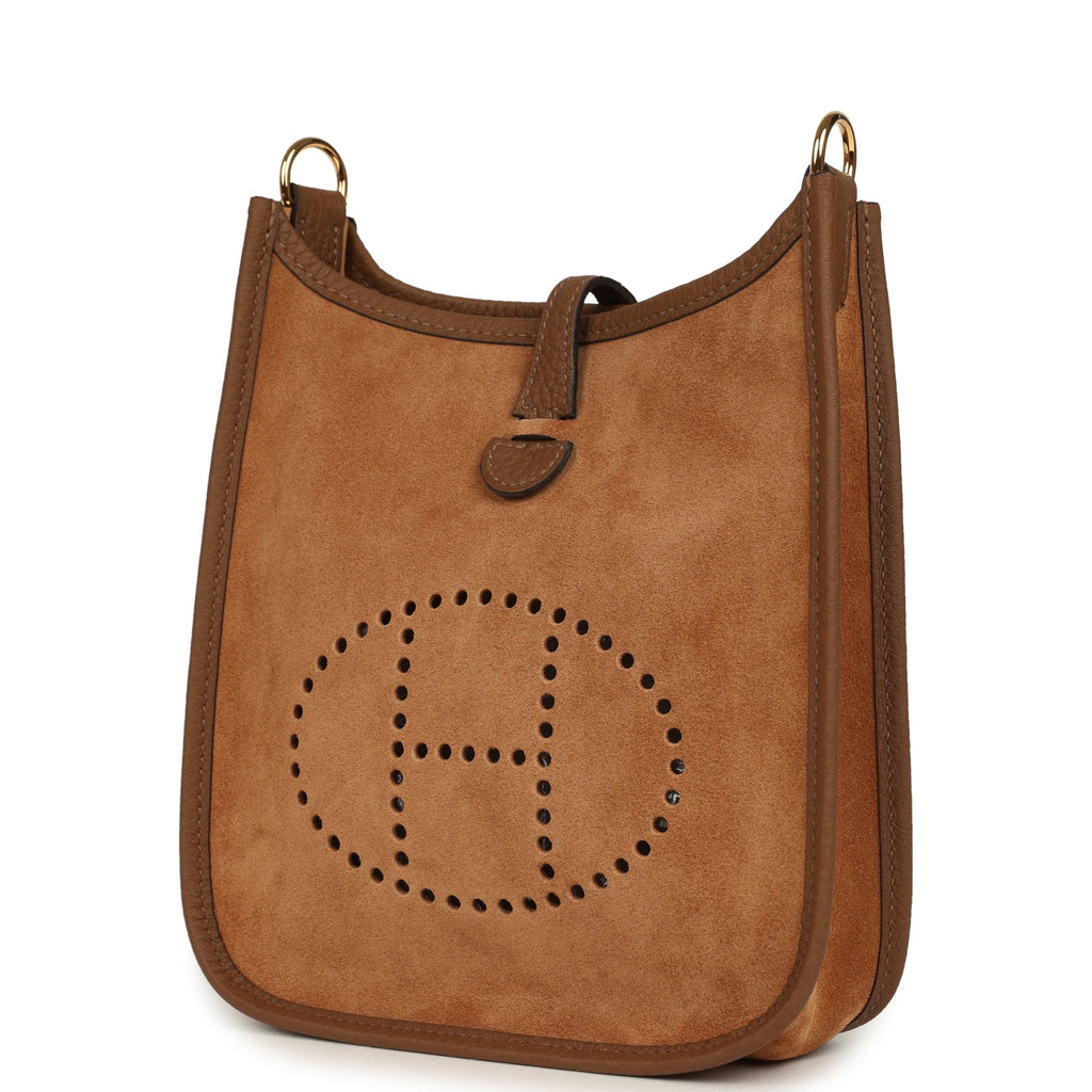 Hermes Evelyne TPM Chamois Grizzly and Alezan Clemence Gold Hardware