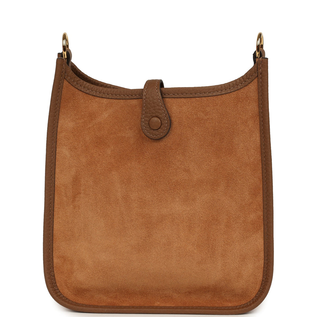 Hermes Evelyne TPM Chamois Grizzly and Alezan Clemence Gold Hardware
