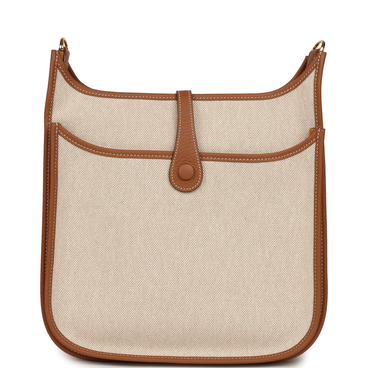 Hermes Evelyne III PM Gold Clemence and Ecru Toile H Canvas Gold Hardware