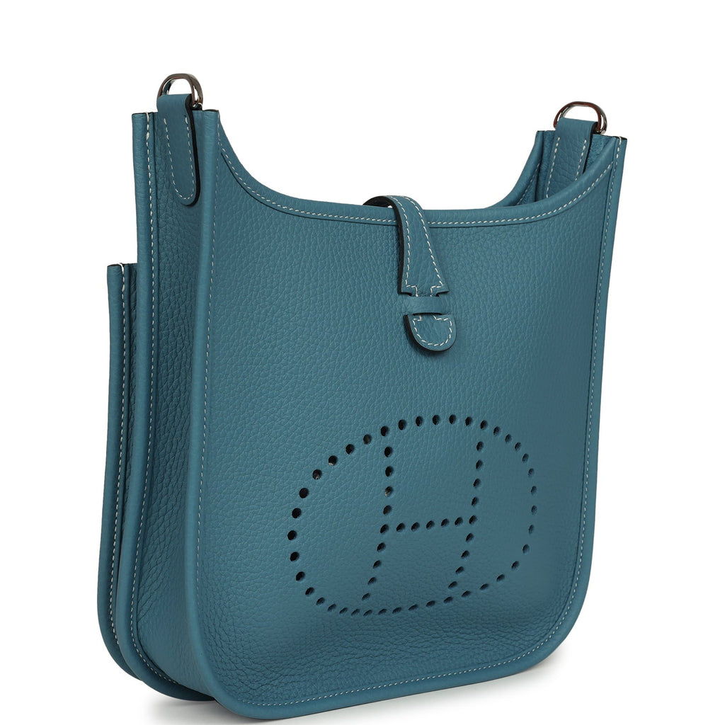 Hermes Evelyne 23 Blue Jean Clemence Palladium Hardware