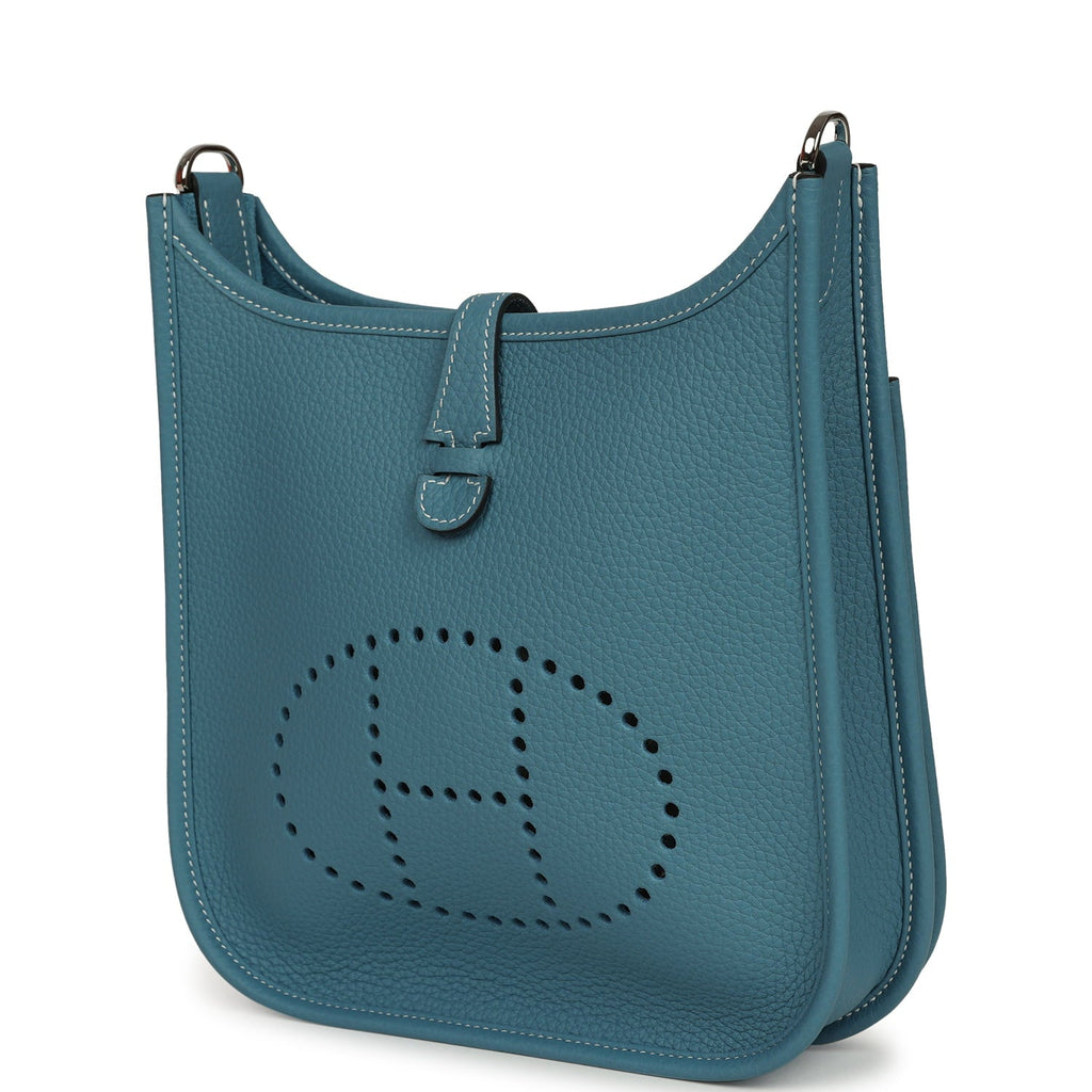 Hermes Evelyne 23 Blue Jean Clemence Palladium Hardware