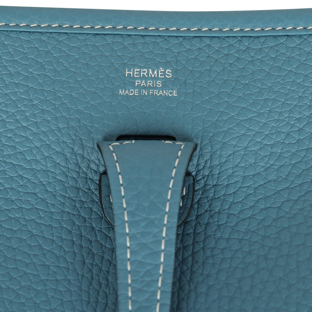 Hermes Evelyne 23 Blue Jean Clemence Palladium Hardware