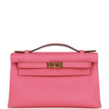 Hermes Kelly Pochette Rose Azalee Epsom Gold Hardware