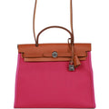 Hermes Herbag Zip PM 31 Rose Pourpre Toile H Berline Vache Barenia Hunter Palladium Hardware