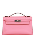 Hermes Kelly Pochette Rose D'Ete Swift Palladium Hardware