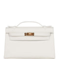 Hermes Kelly Pochette White Swift Gold Hardware