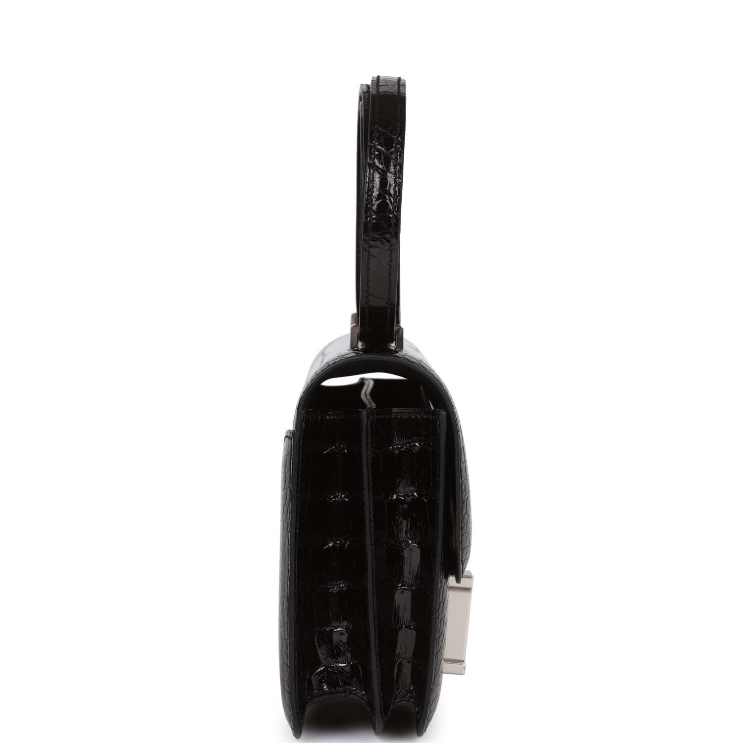 Hermes Constance 18 Black Shiny Alligator Palladium Tiger's Eye Hardware