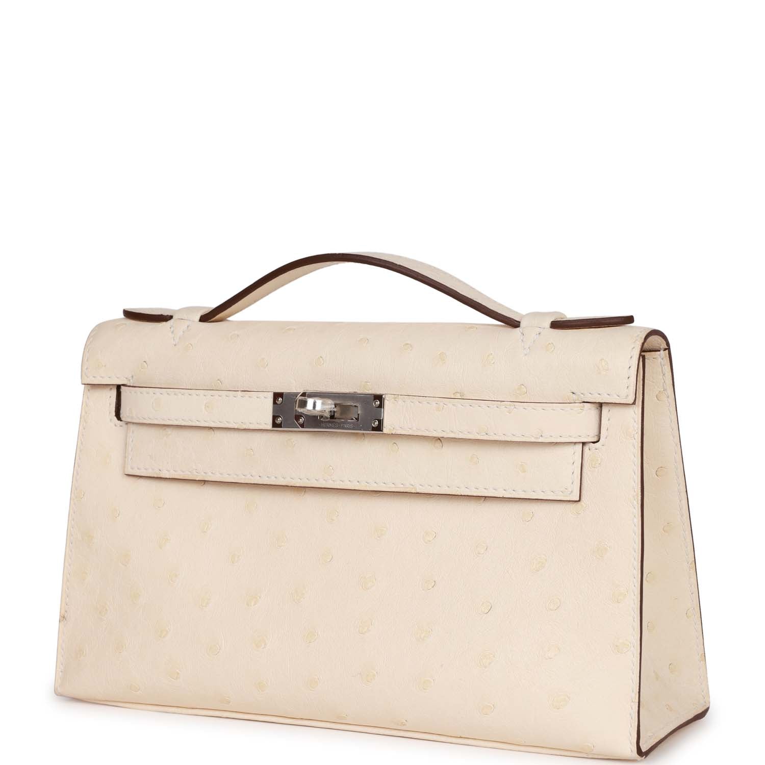 Hermes Kelly Pochette Nata Ostrich Palladium Hardware