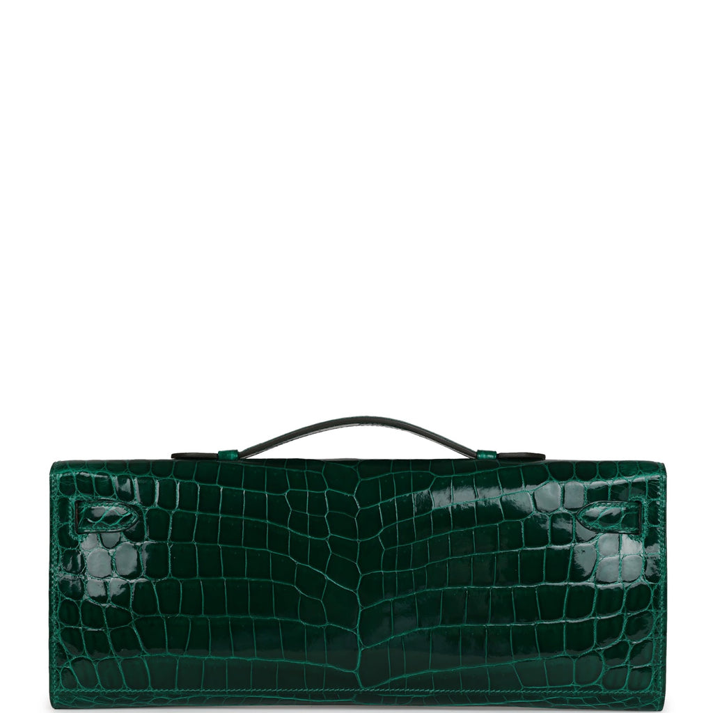 Hermes Kelly Cut Emerald Shiny Niloticus Crocodile Gold Hardware