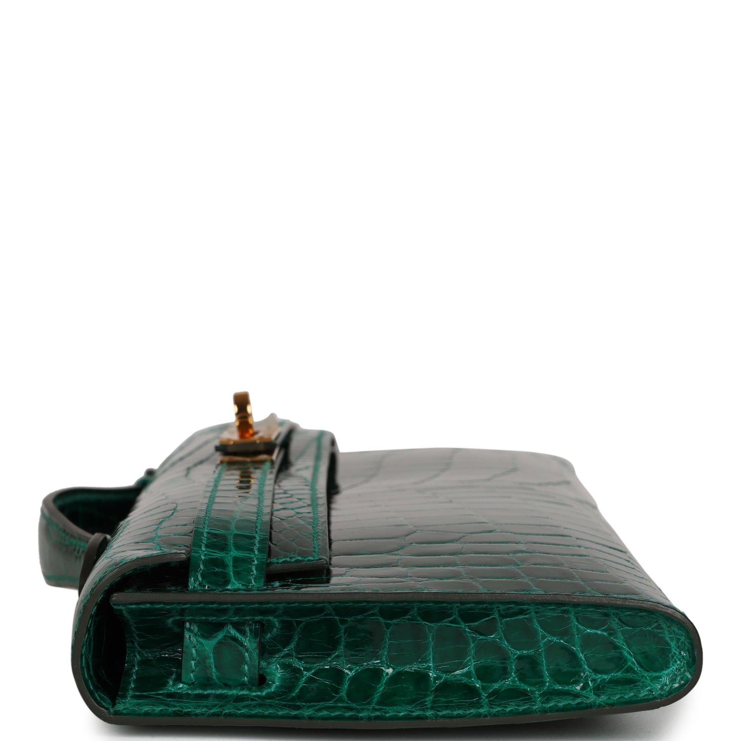 Hermes Kelly Cut Emerald Shiny Niloticus Crocodile Gold Hardware