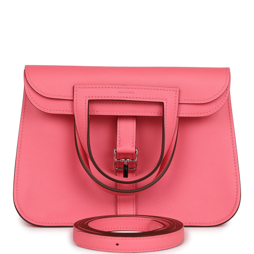 Hermes Mini Halzan Rose Azalee Swift Palladium Hardware