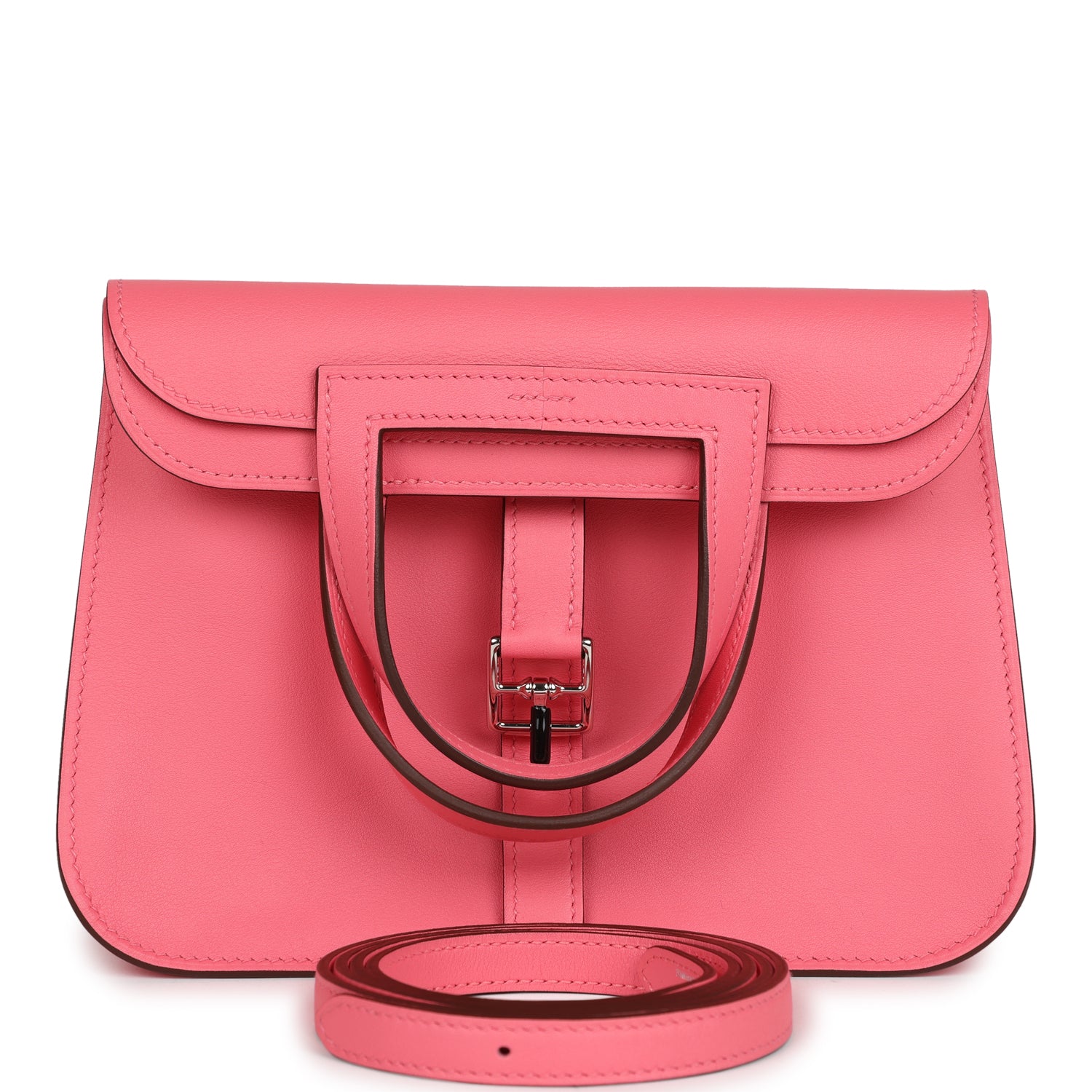 Hermes Mini Halzan Rose Azalee Swift Palladium Hardware
