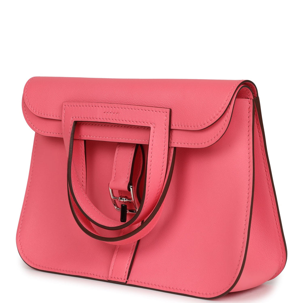 Hermes Mini Halzan Rose Azalee Swift Palladium Hardware