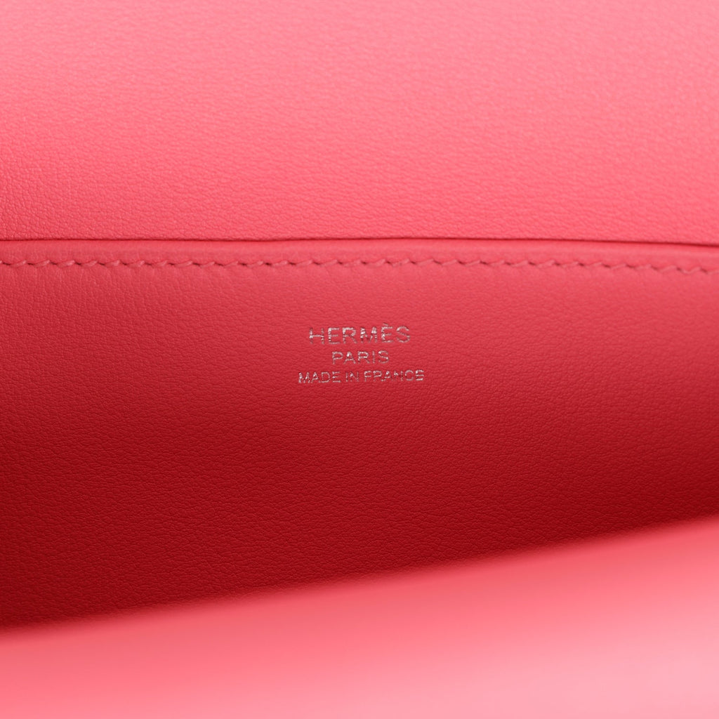 Hermes Mini Halzan Rose Azalee Swift Palladium Hardware