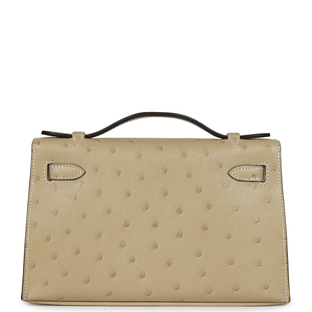 Hermes Kelly Pochette Trench Ostrich Gold Hardware