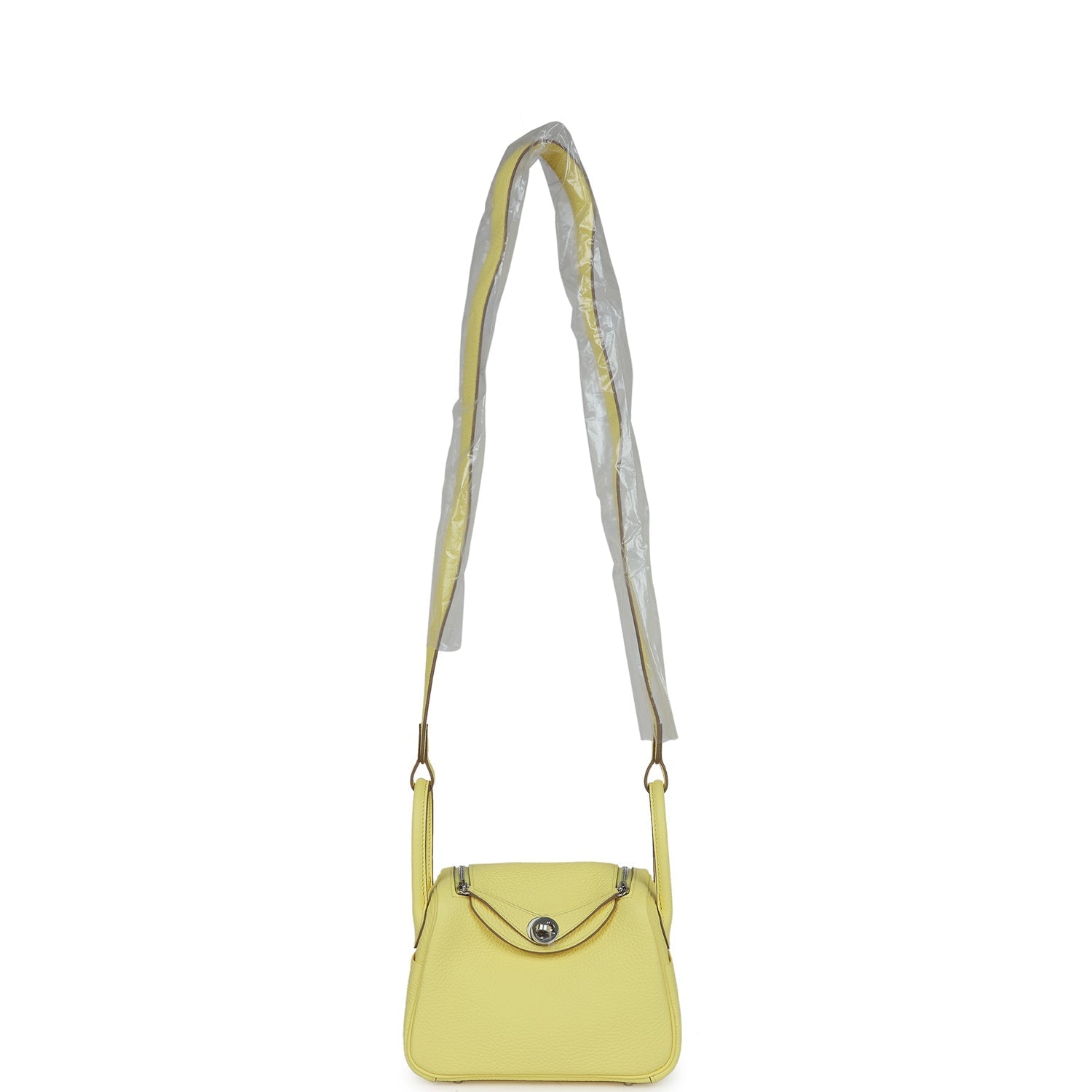 Hermes Mini Lindy Limoncello Clemence Palladium Hardware