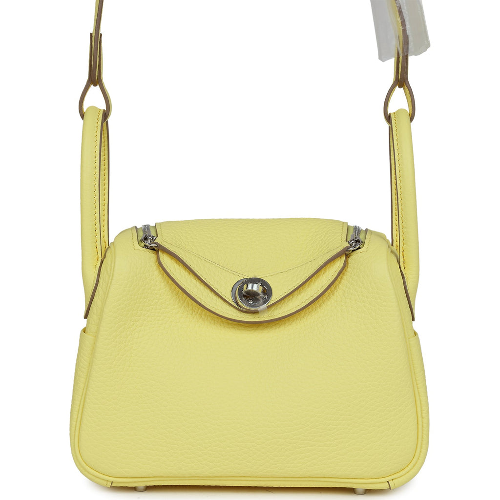 Hermes Mini Lindy Limoncello Clemence Palladium Hardware