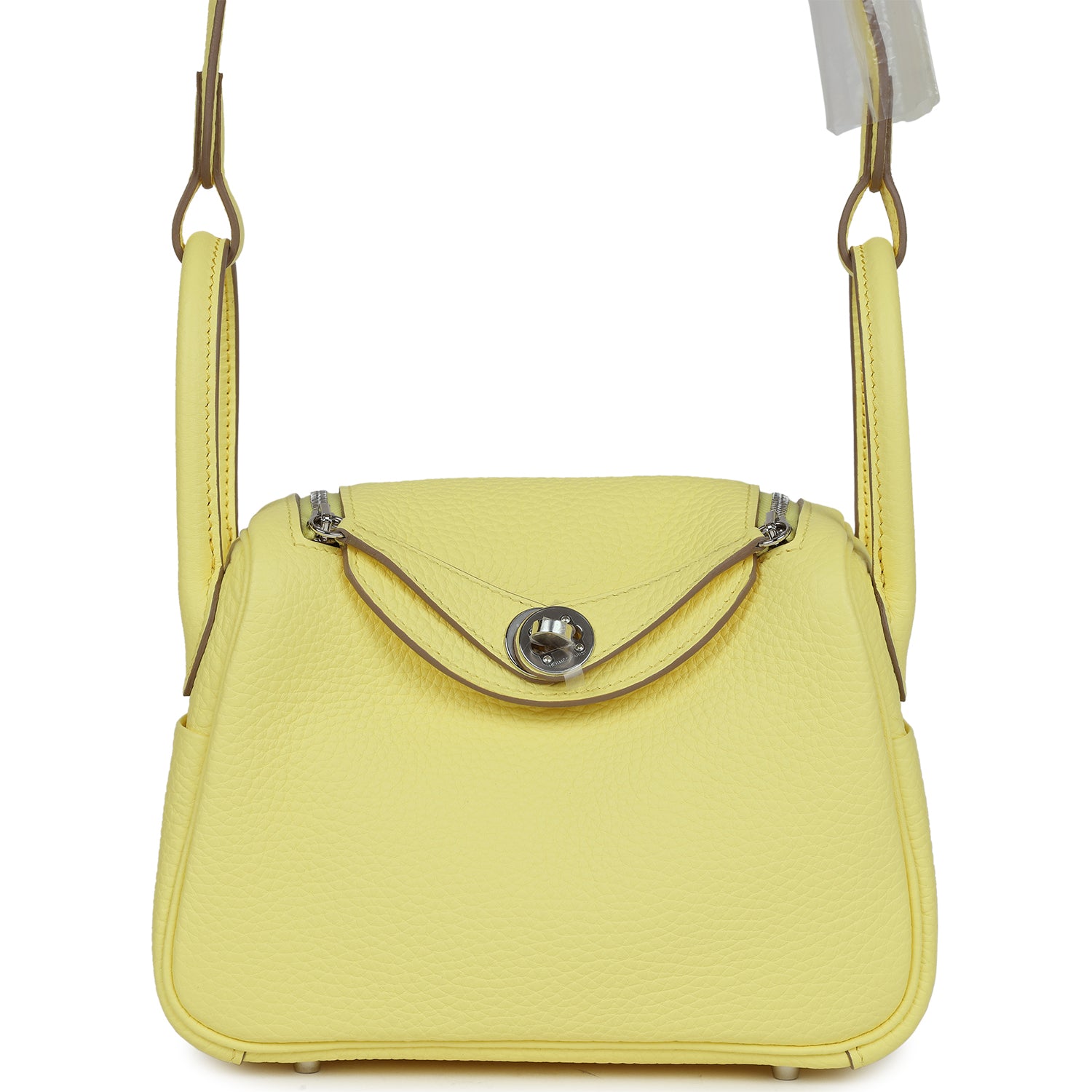 Hermes Mini Lindy Limoncello Clemence Palladium Hardware