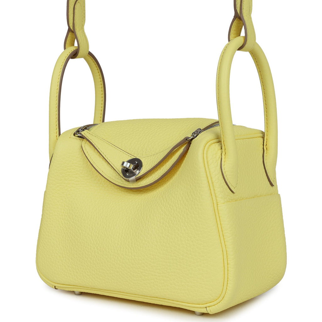 Hermes Mini Lindy Limoncello Clemence Palladium Hardware