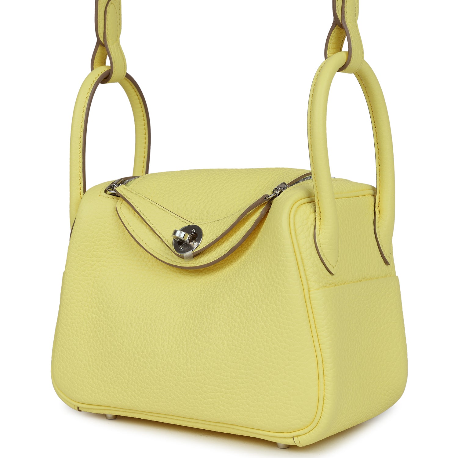 Hermes Mini Lindy Limoncello Clemence Palladium Hardware