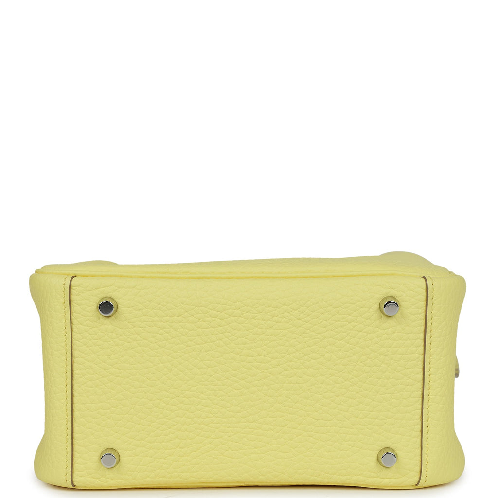 Hermes Mini Lindy Limoncello Clemence Palladium Hardware