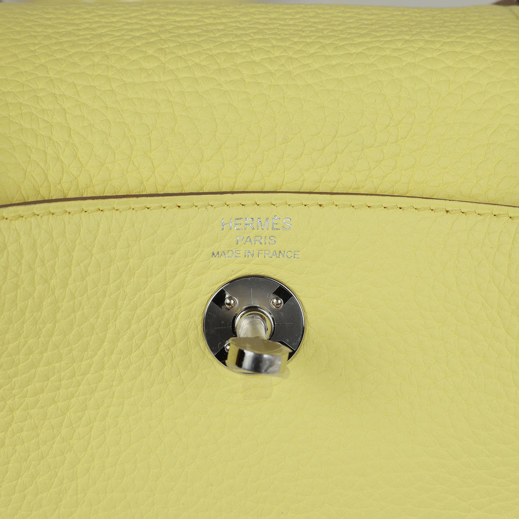 Hermes Mini Lindy Limoncello Clemence Palladium Hardware