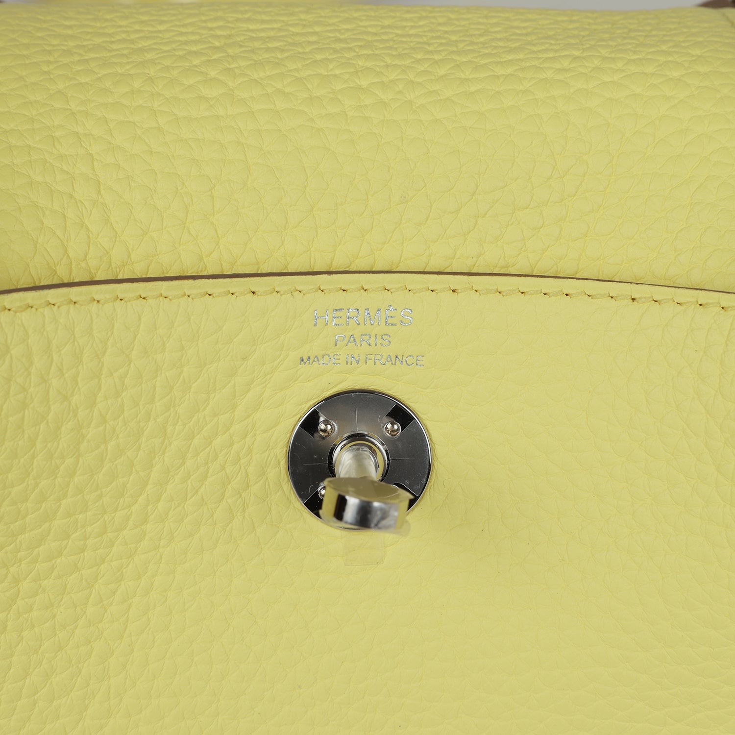Hermes Mini Lindy Limoncello Clemence Palladium Hardware