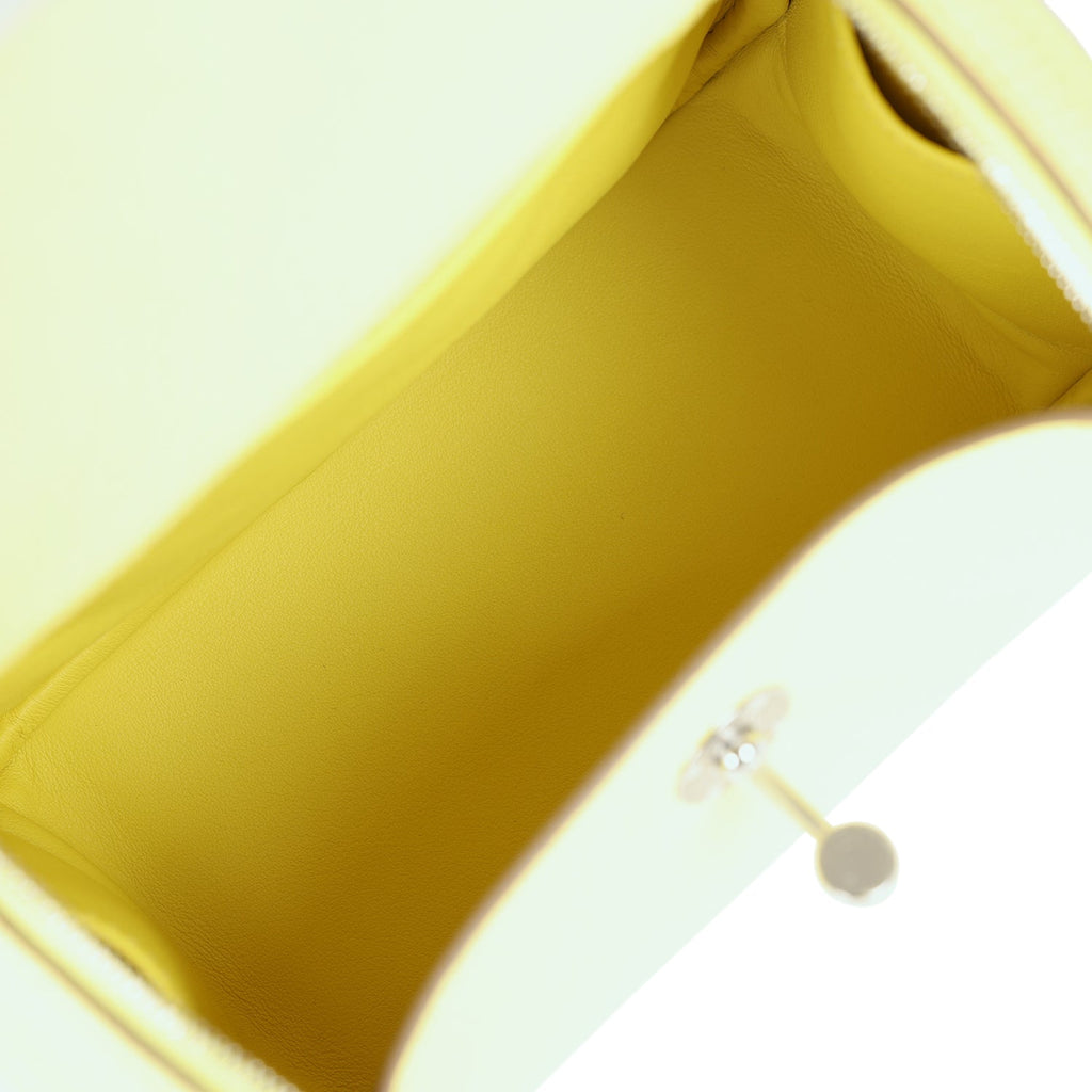 Hermes Mini Lindy Limoncello Clemence Palladium Hardware