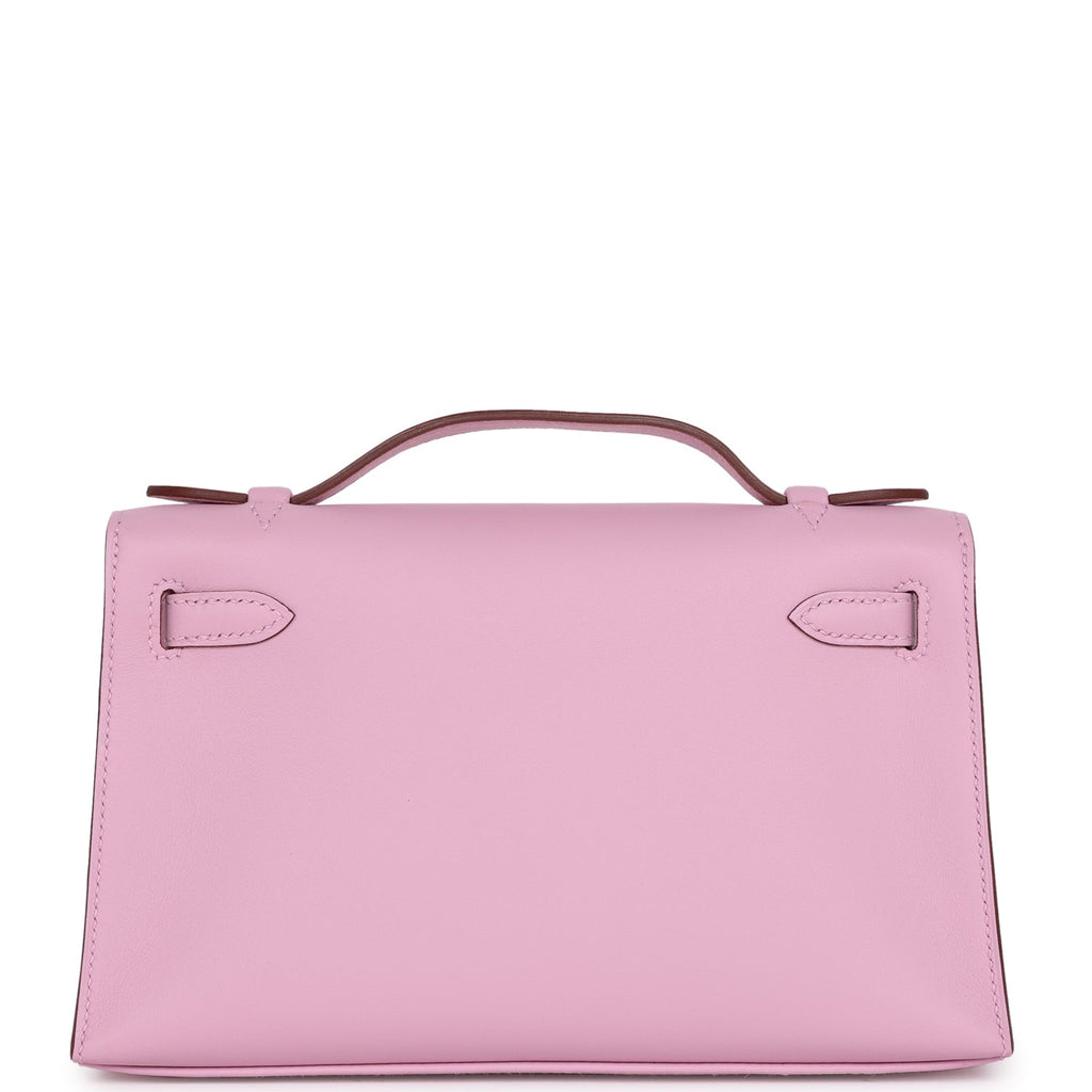 Hermes Kelly Pochette Mauve Sylvestre Swift Palladium Hardware