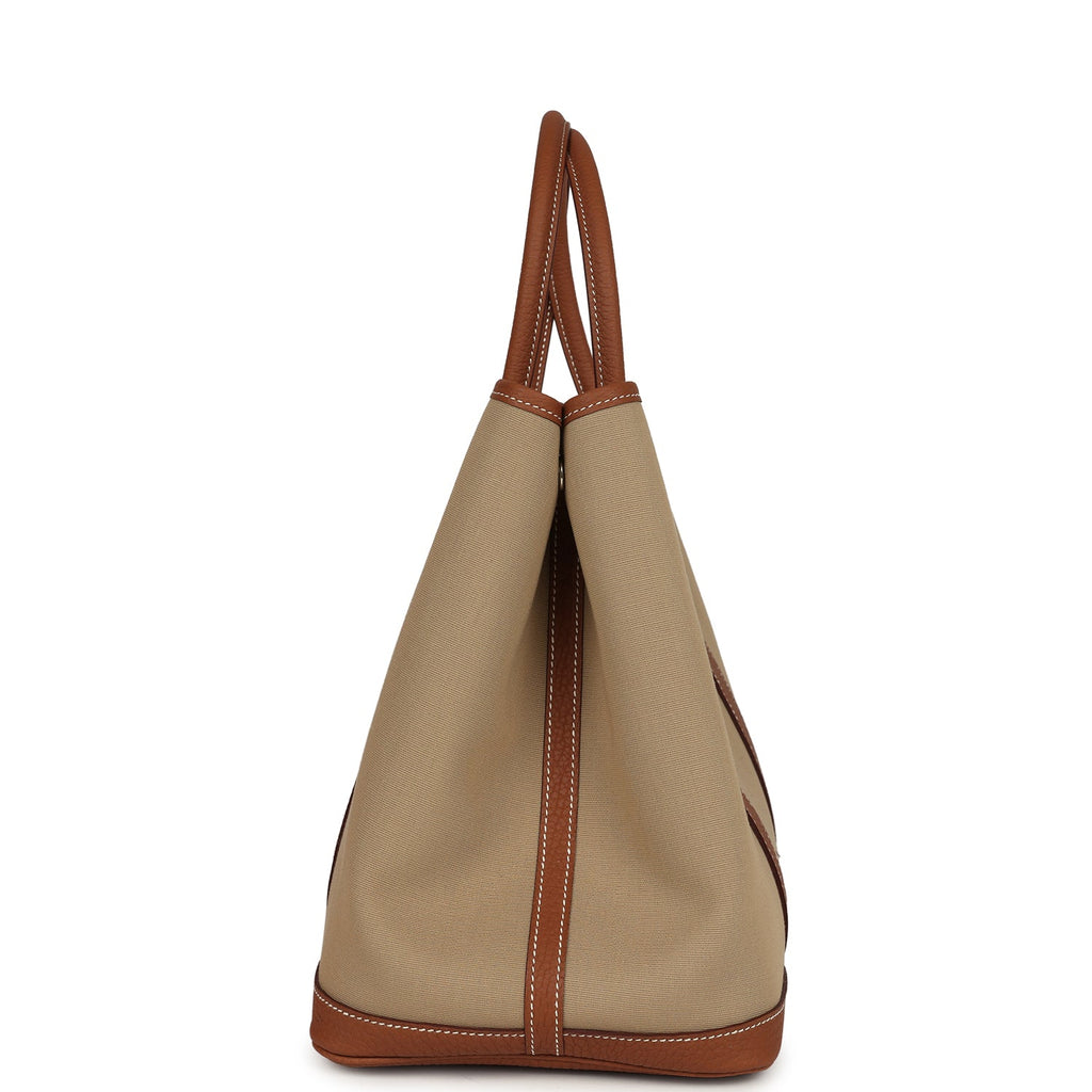 Hermes Garden Party 36 Trench Canvas & Gold Negonda Palladium Hardware
