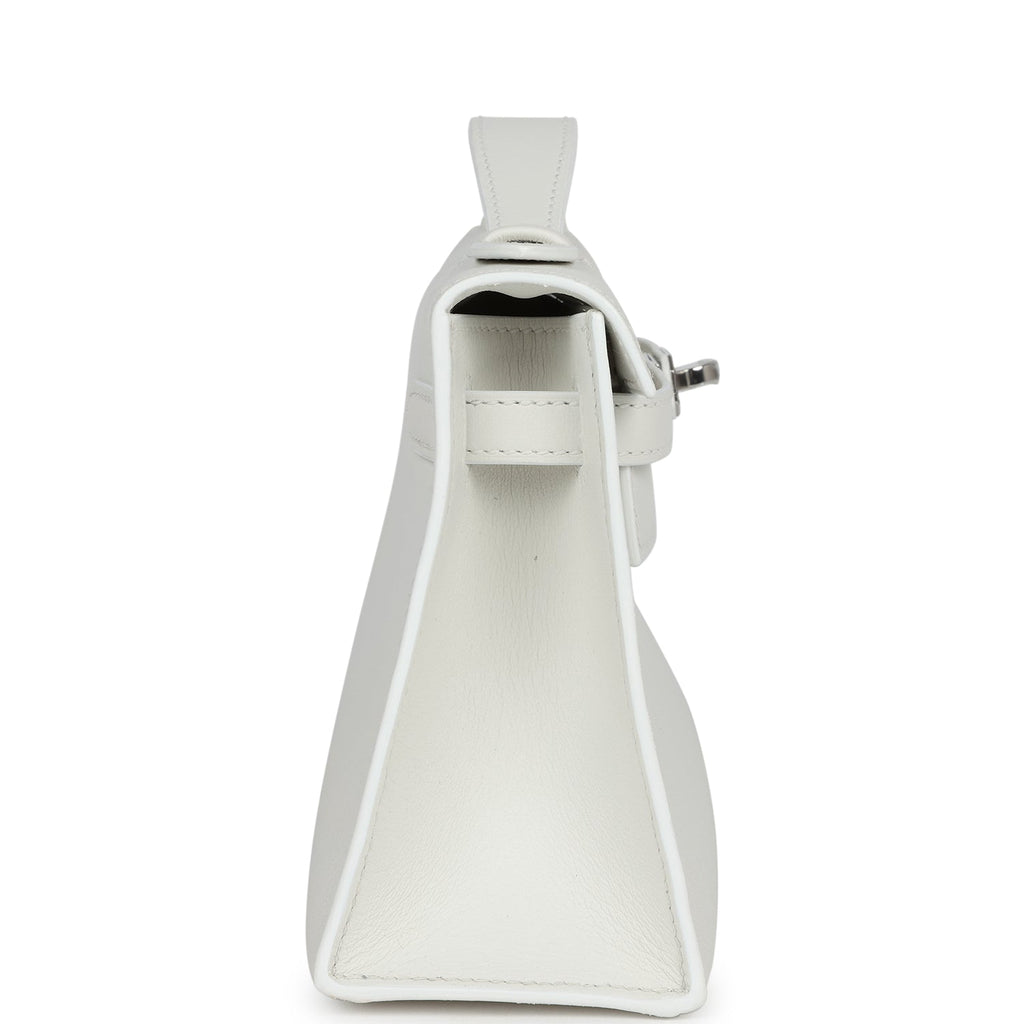 Hermes Kelly Pochette White Swift Palladium Hardware
