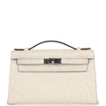 Hermes Kelly Pochette Nata Ostrich Palladium Hardware