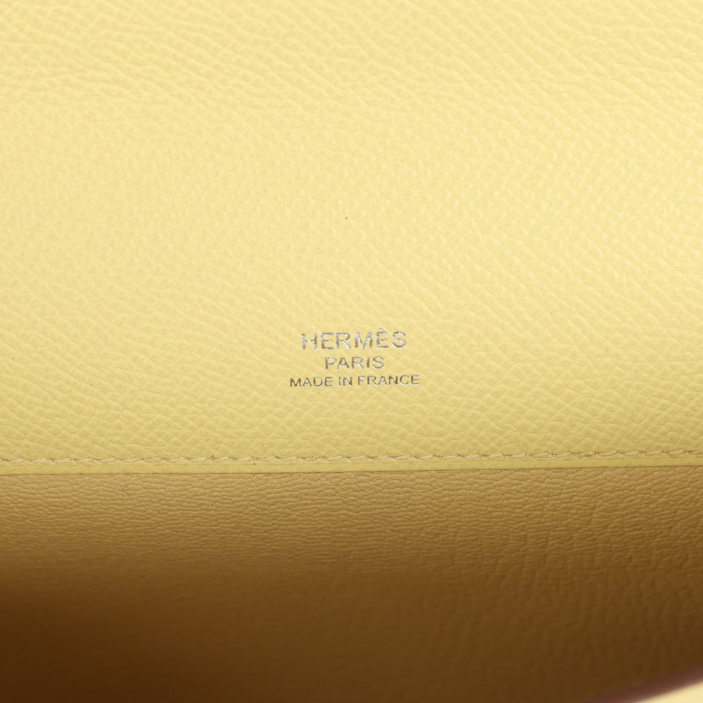 Hermes Kelly Cut Jaune Poussin Epsom Palladium Hardware
