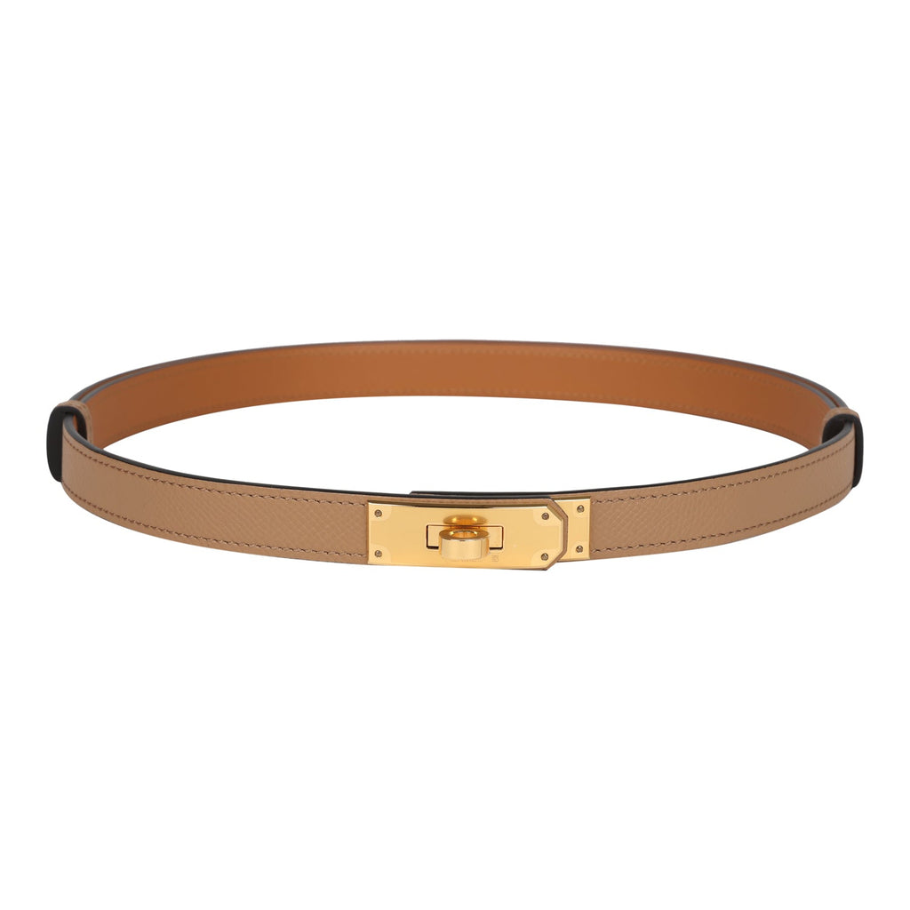 Hermes Kelly Pocket Belt 18 Vert Criquet/Chai/Bleu Frida Epsom Gold Hardware