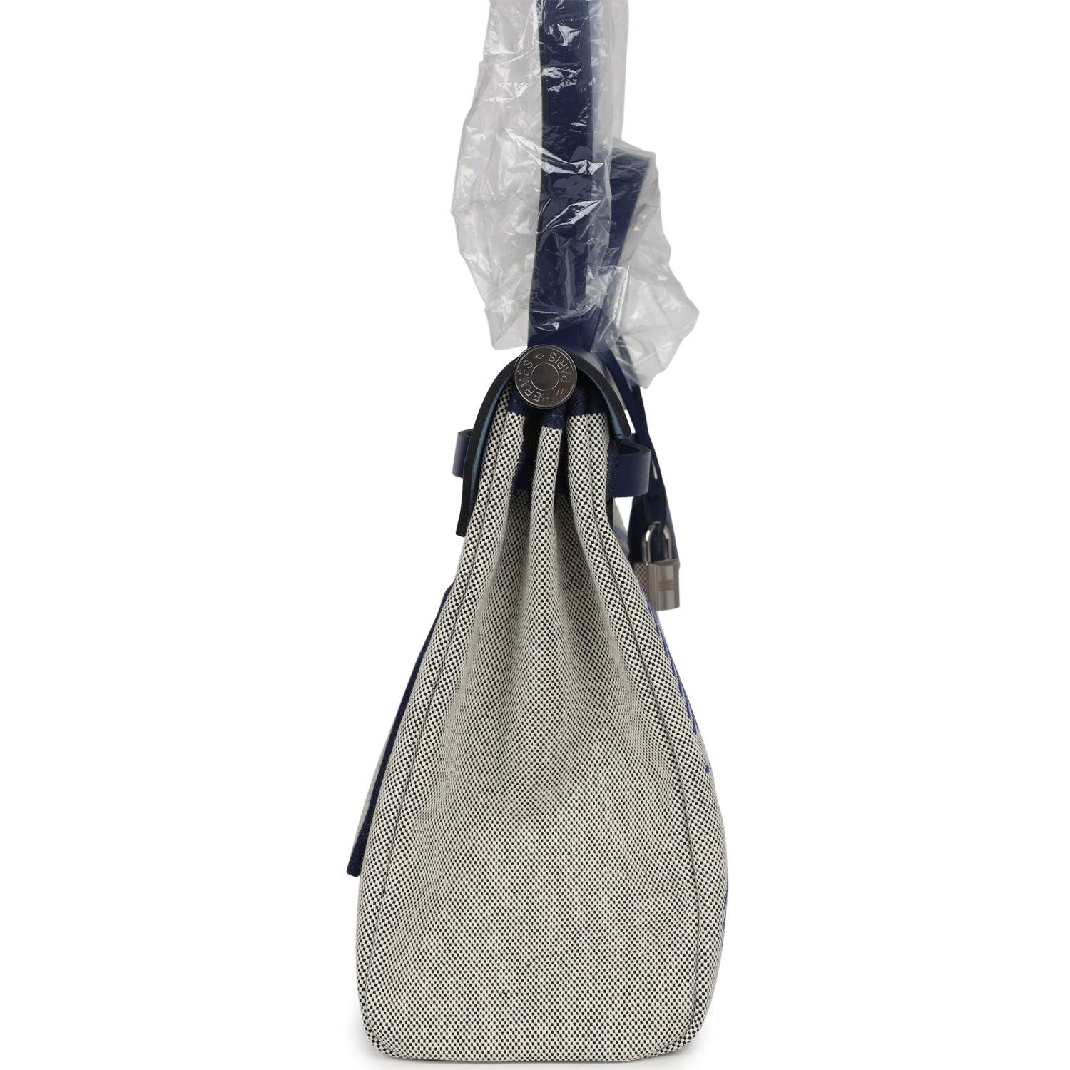 Hermes Herbag Zip PM 31 Bleu France/Ecru "Brides De Gala" Toile H/Vache Hunter Palladium Hardware
