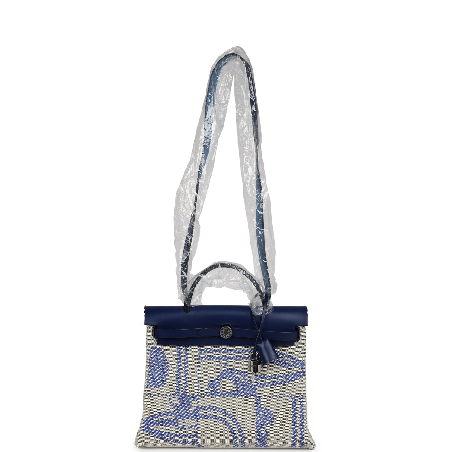 Hermes Herbag Zip PM 31 Bleu France/Ecru "Brides De Gala" Toile H/Vache Hunter Palladium Hardware