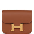 Hermes Constance Slim Wallet Gold Verso Evercolor Gold Hardware