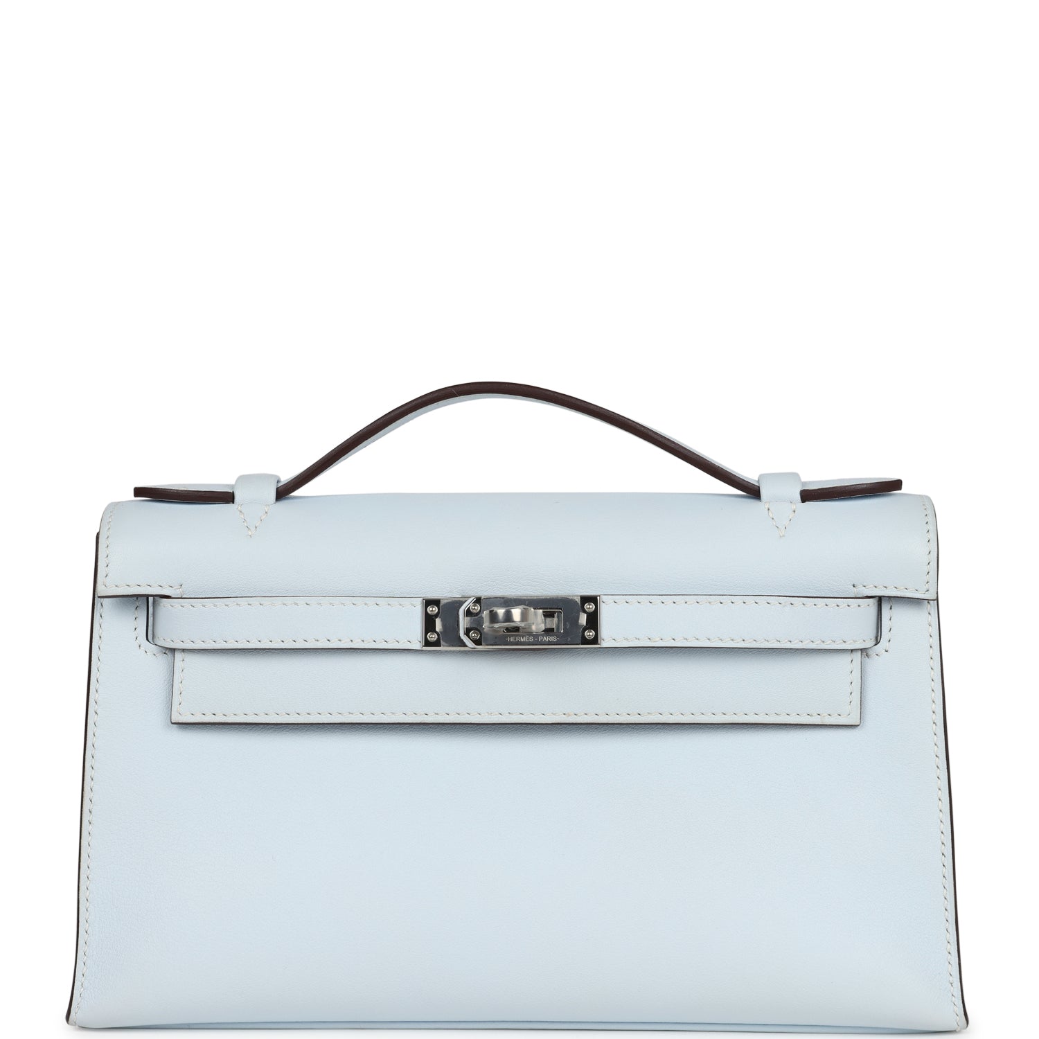 Hermes Kelly Pochette Bleu Brume Swift Palladium Hardware