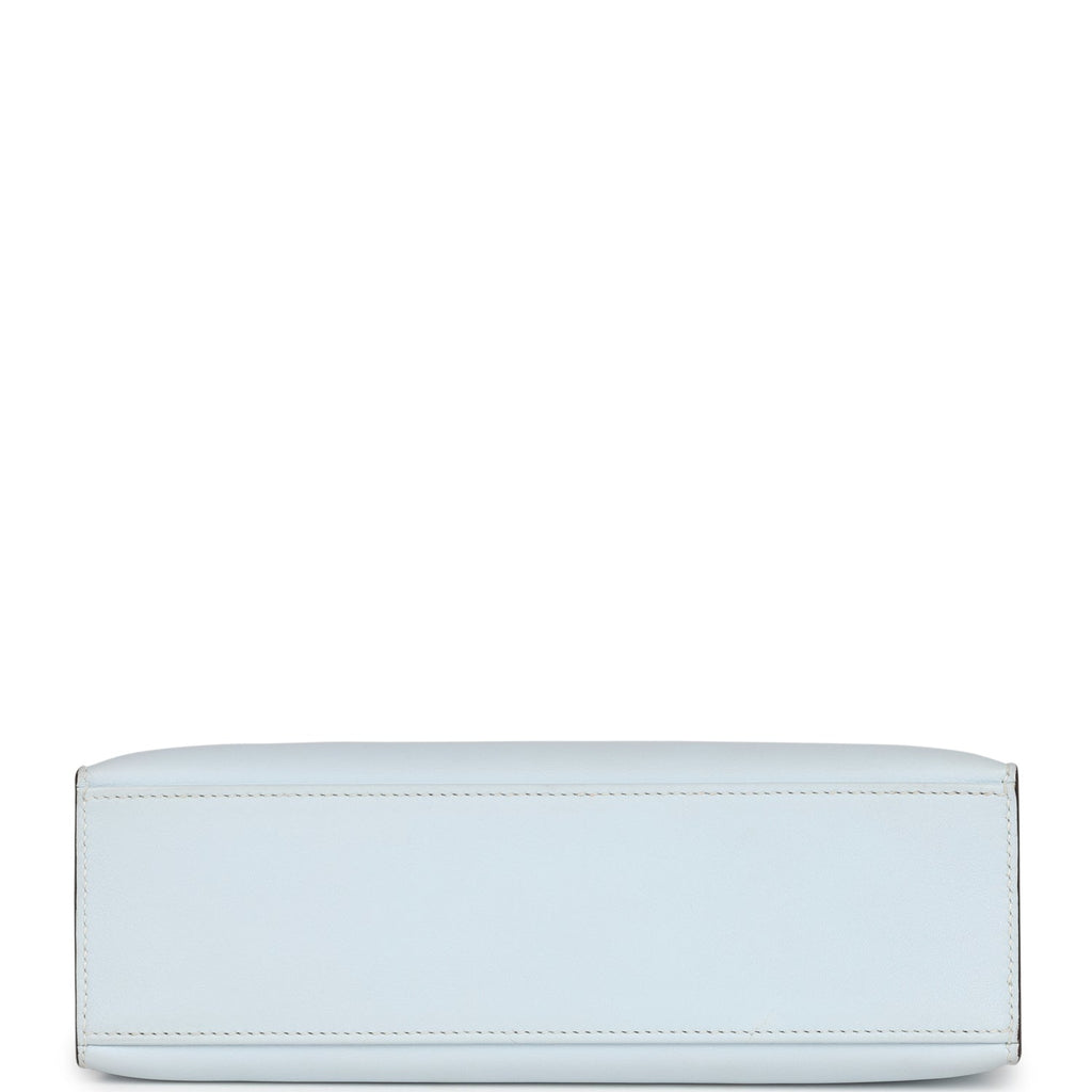 Hermes Kelly Pochette Bleu Brume Swift Palladium Hardware
