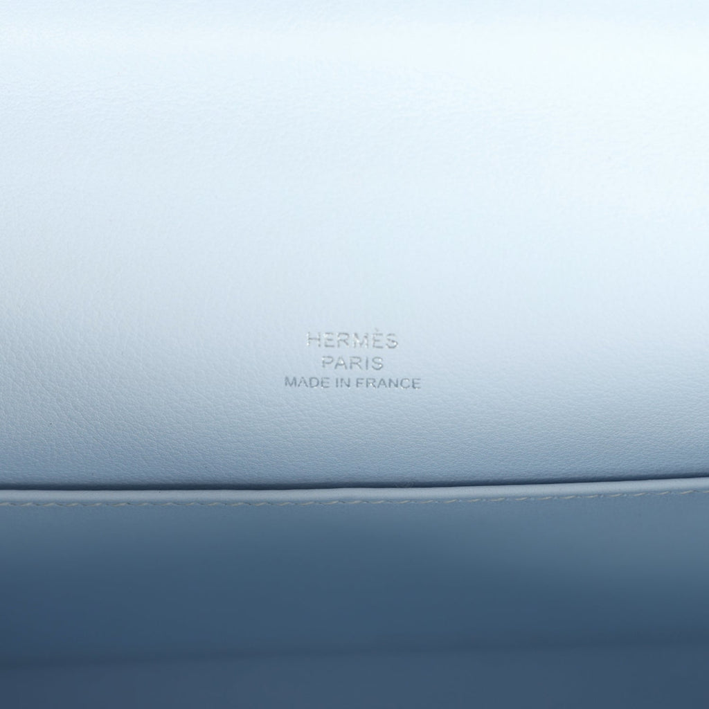 Hermes Kelly Pochette Bleu Brume Swift Palladium Hardware