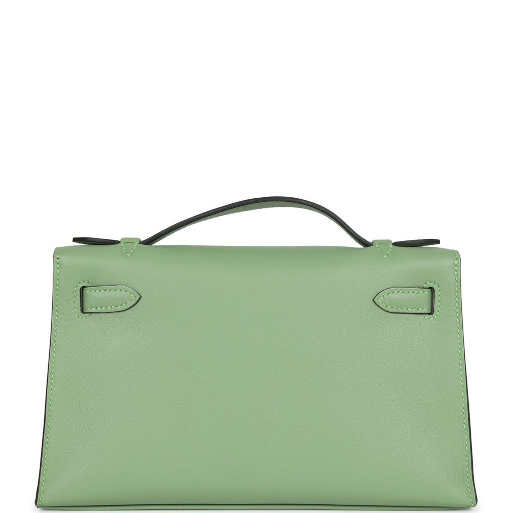 Hermes Kelly Pochette Vert Criquet Swift Gold Hardware