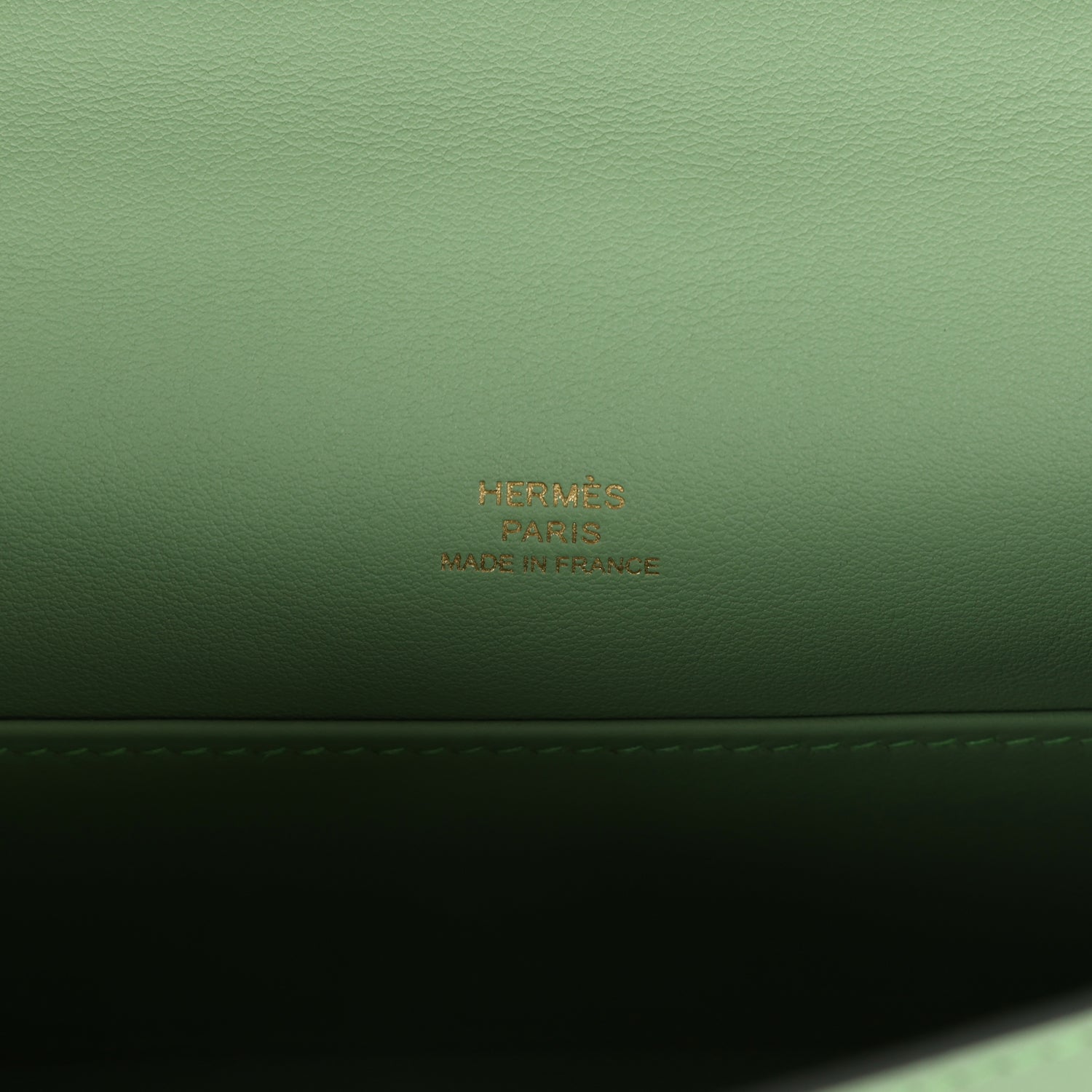 Hermes Kelly Pochette Vert Criquet Swift Gold Hardware
