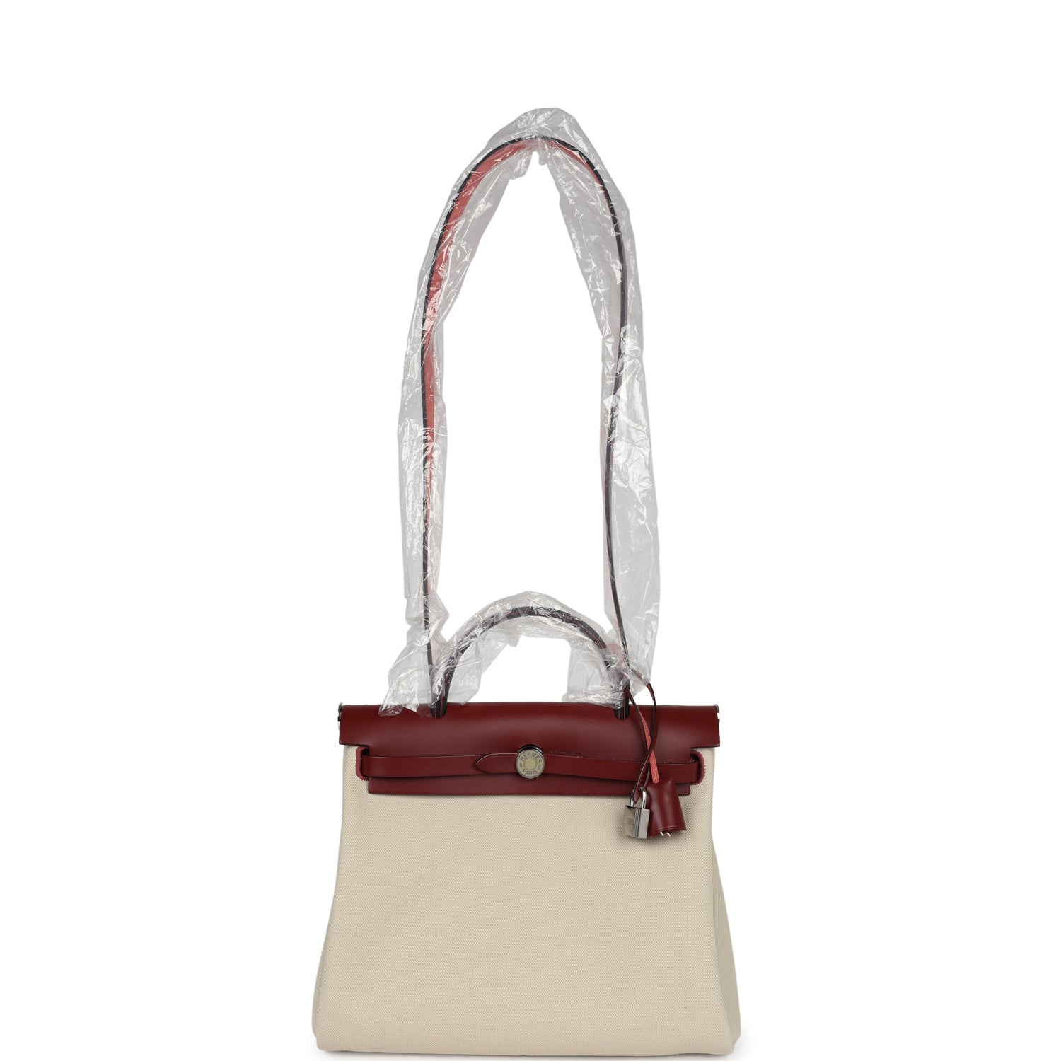 Hermes Herbag Zip 31 PM Rouge H & Beton Military Canvas & Hunter Palladium Lacquered Hardware