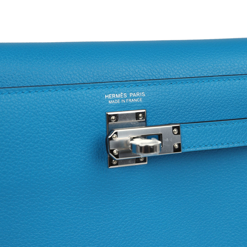 Hermes Kelly Danse Bleu Zanzibar Evercolor Palladium Hardware