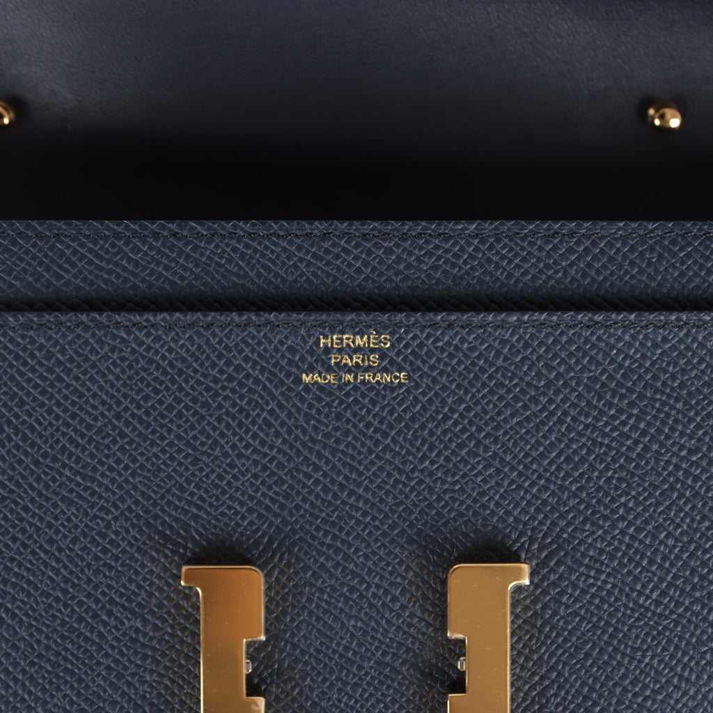New Hermes Constance To Go Wallet Bleu Indigo Epsom Gold Hardware