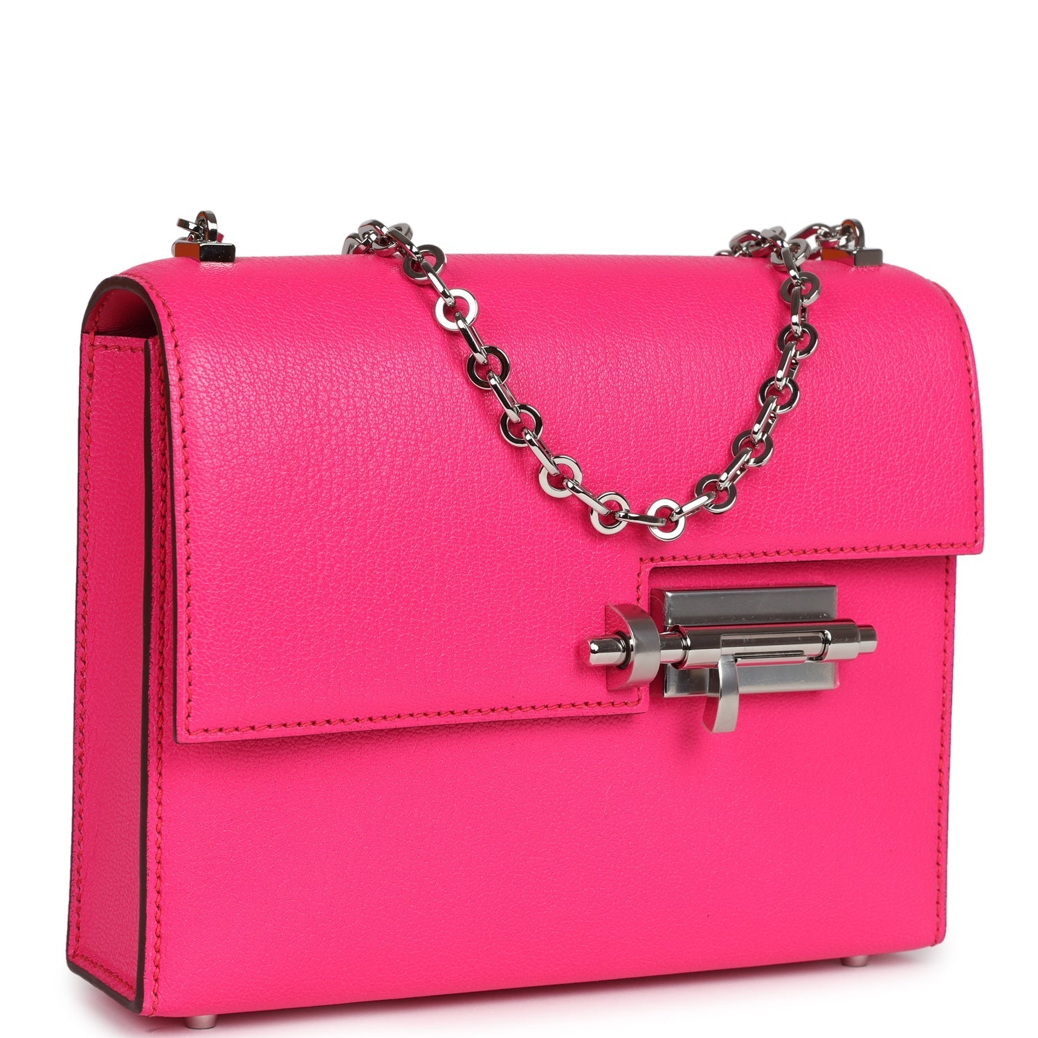 Hermes Mini Verrou Chaine Bag Rose Pop Chevre Chamkila Palladium Hardware