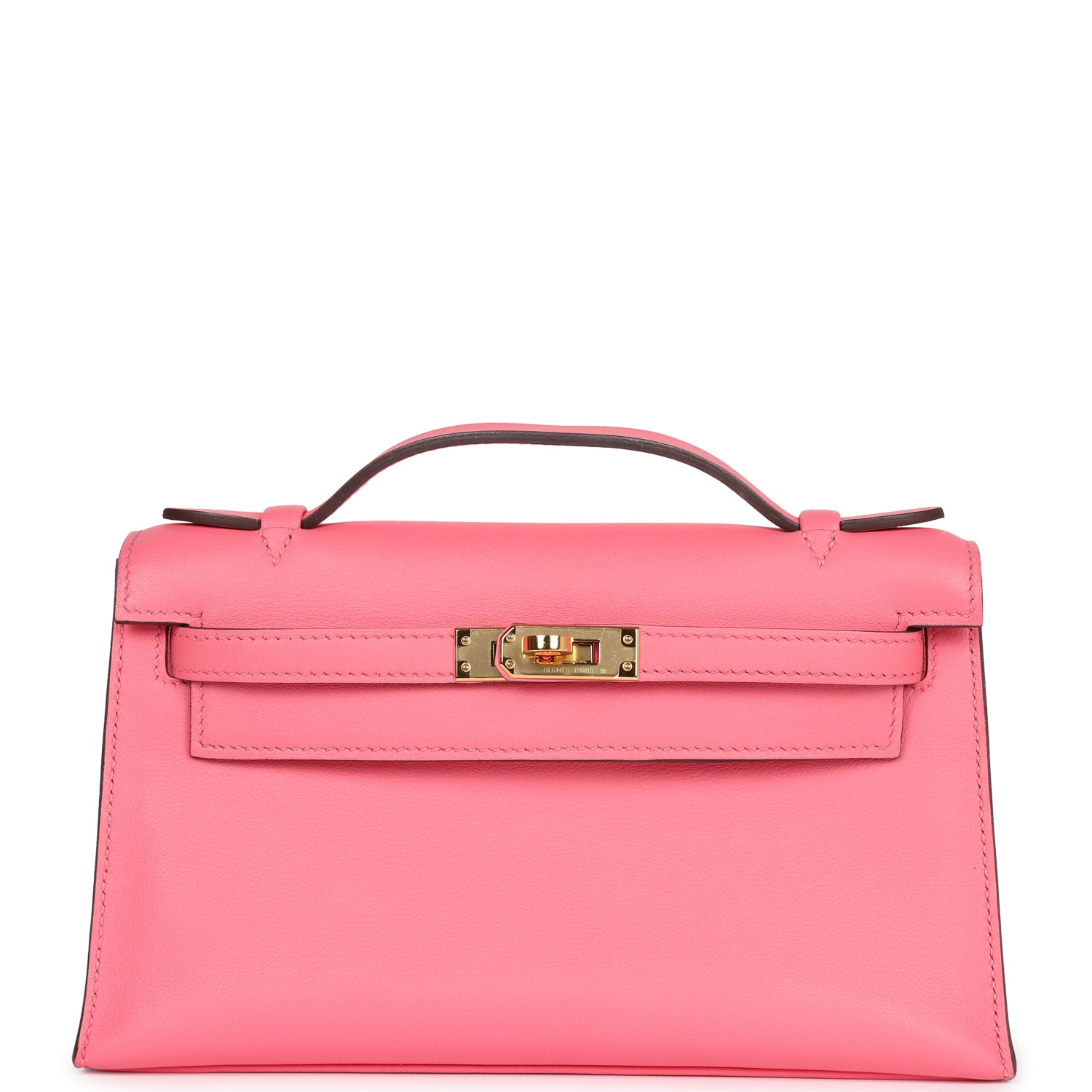New Hermes Kelly Pochette Rose Azalee Swift Gold Hardware
