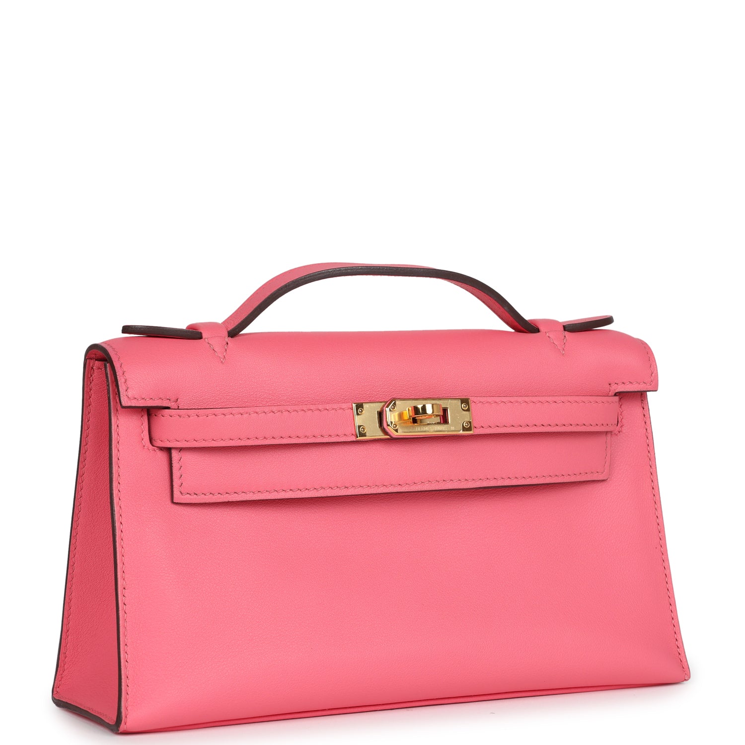 New Hermes Kelly Pochette Rose Azalee Swift Gold Hardware