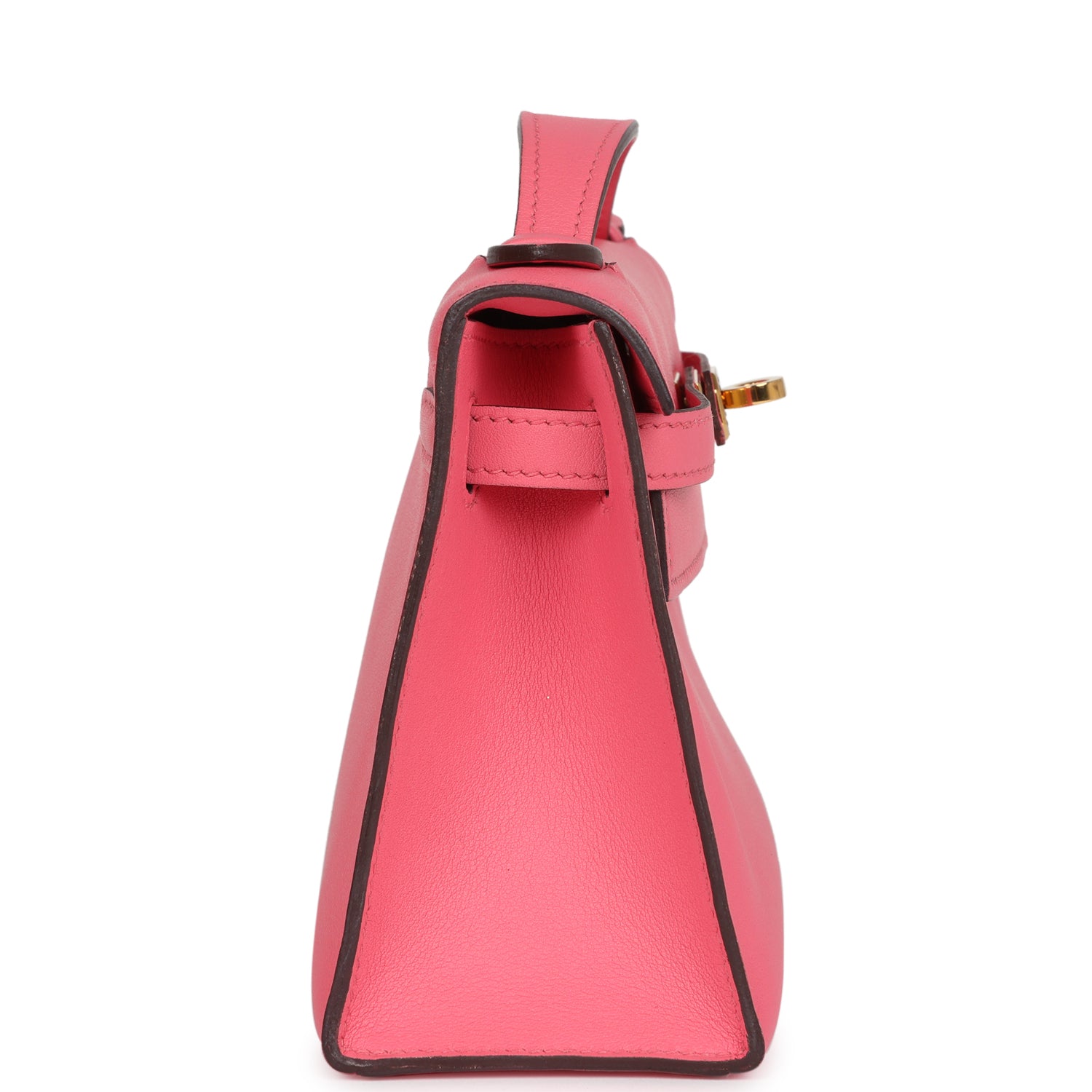 New Hermes Kelly Pochette Rose Azalee Swift Gold Hardware